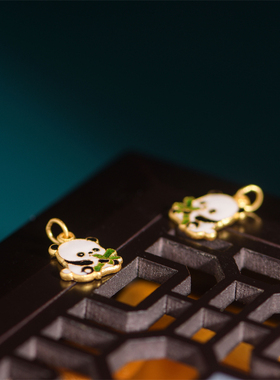 藏珠饰家 足金珐琅烧蓝熊猫吊坠 宫廷手工古法黄金配件配饰