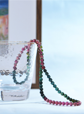 天然无优化碧玺圆珠手串糖果色