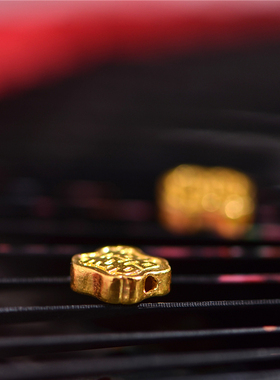 足金手工錾刻制作黄金雕刻双喜