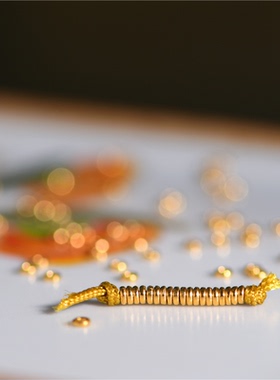 足金錾刻古法黄金小隔珠隔片