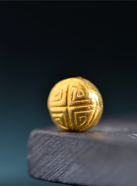 足金錾刻古法黄金圆形小隔珠