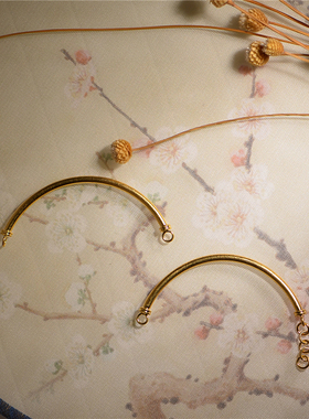 足金手工錾刻黄金半镯DIY弯管