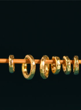 足金錾刻古法黄金锤纹金圆形隔片