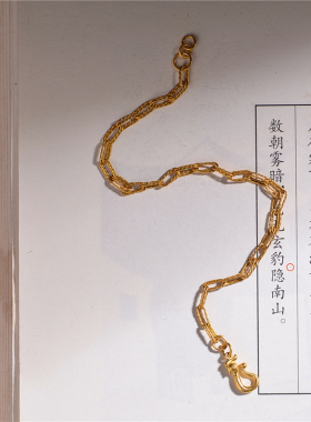 珠饰999足金錾刻24k转运招财手链