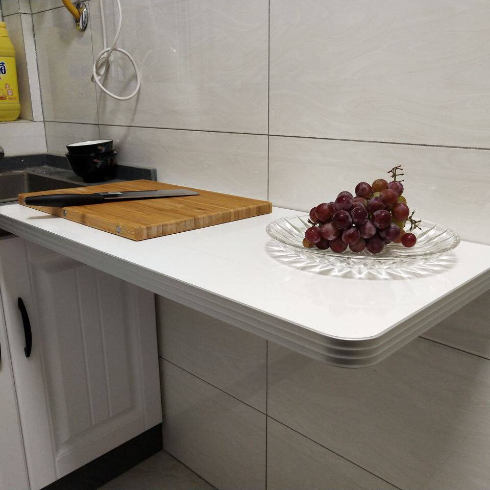 折叠桌餐桌家用小户型厨房操作台简易伸缩壁挂隐形墙上方吃饭桌子