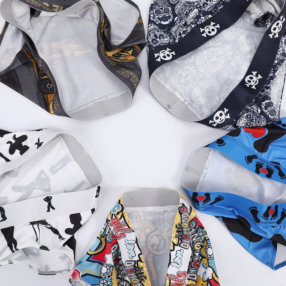 跨境印花男士三角内裤低腰莫代尔裆透气薄款加大码肥佬性感内裤,淘宝优惠券,粉丝福利购,淘宝优惠卷