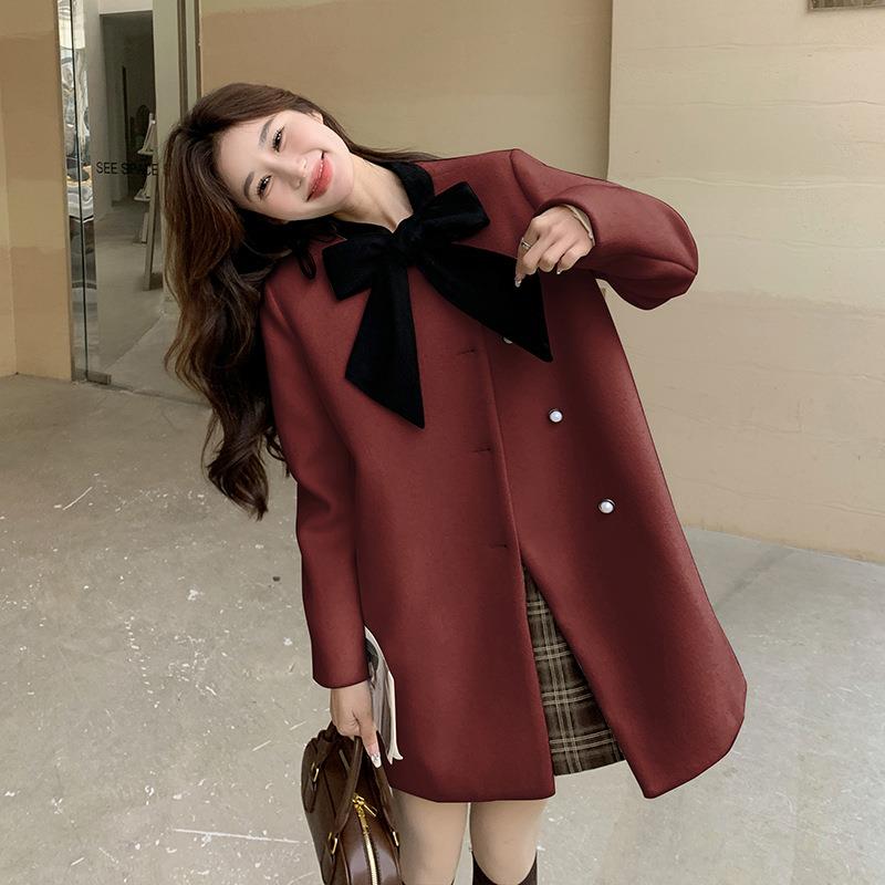 蝴蝶结毛大呢女小个子冬季新款小香风级感羽绒c159-255内胆高衣厚 - 图0