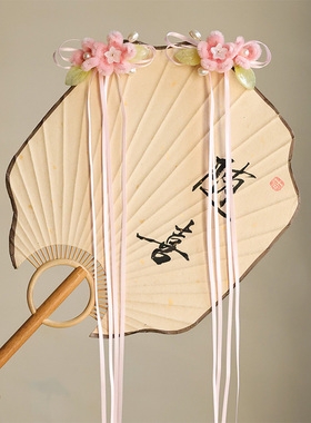 秋冬毛绒仿绒花发夹古风毛球儿童夹子汉服发饰对夹边夹古装配饰品