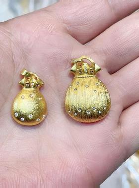 沙金微镶点钻福袋钱袋子吊坠福袋项链毛衣链挂坠配饰diy饰品挂件