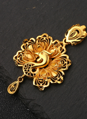 沙金孔雀凤凰吊坠滴流手串包挂项链毛衣链挂坠配饰diy首饰品挂件