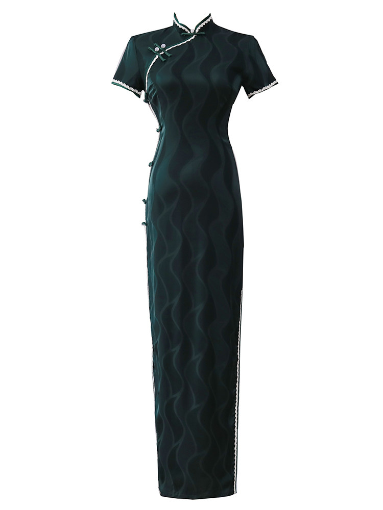 传统老上海长款蚀骨年轻款夏旗袍裙 阑桂羽旗袍