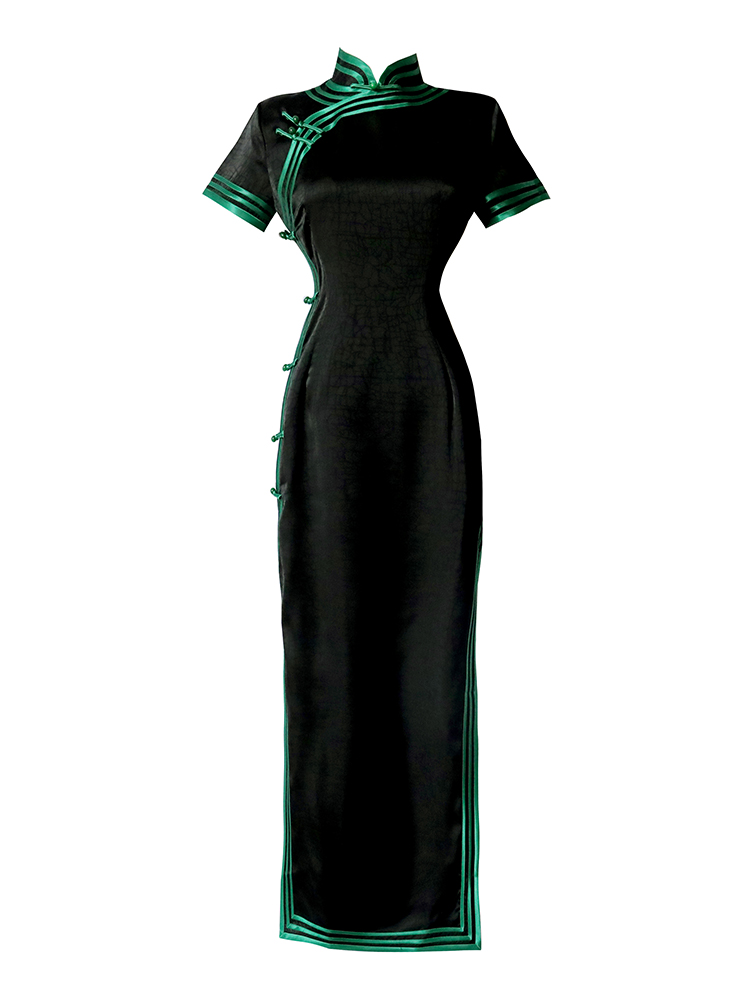 黑色2022年新款夏季改良复古感旗袍 阑桂羽旗袍