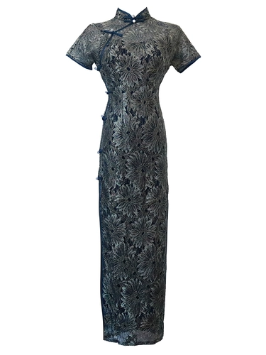 Кружевное длинное элегантное ретро летнее ципао, городской стиль