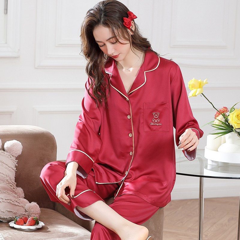 红色睡衣女春秋冰丝本命年虎家居服 惠娜姿睡衣/家居服套装