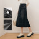 KBNE2025 new washed black and gray straight high waist denim A-line skirt high-end temperament skirt spring and autumn
