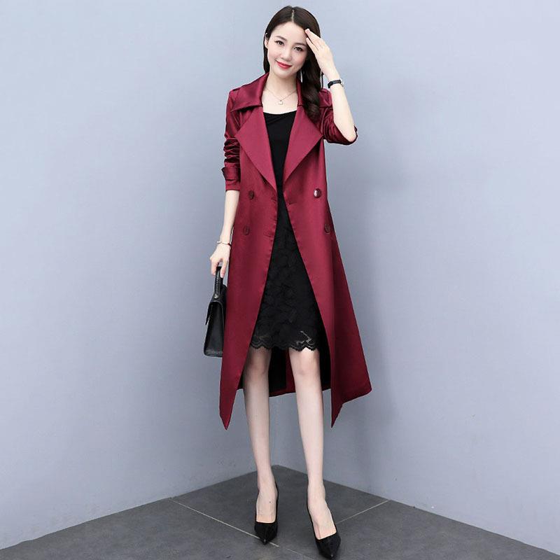 红色风身衣女中长款今年流行秋款垂设计感ZHANG280修早新春大衣外 - 图0
