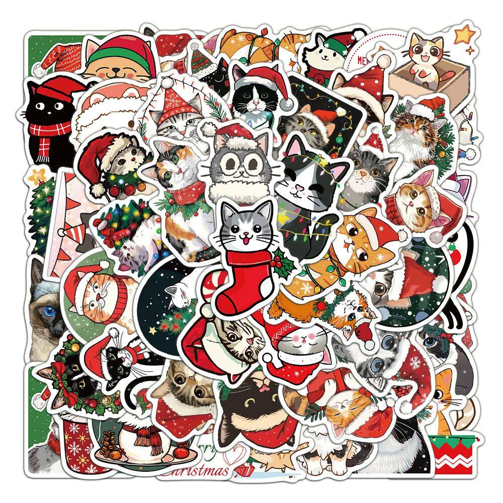 50PCS Christmas Cat Cute Stickers Graffiti Decoration Phone - 图0