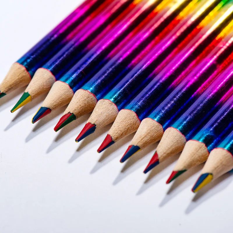 12 pcs Rainbow Pencils Drawing Crayons Kawaii Children's Col - 图1