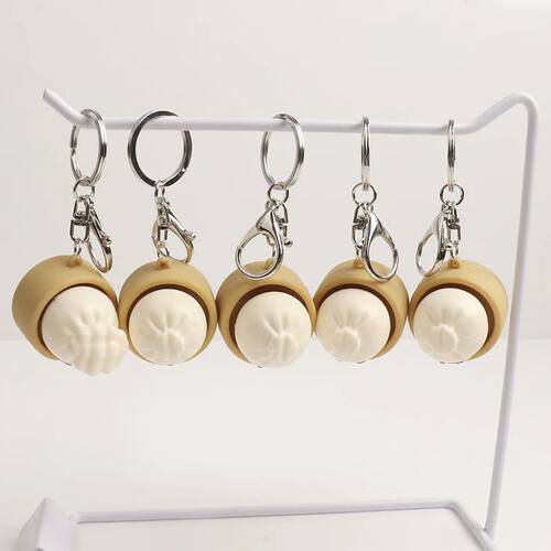 1-8PCS Cute Steamed Bun Squeeze Keychain Realistic Dimsum De - 图2