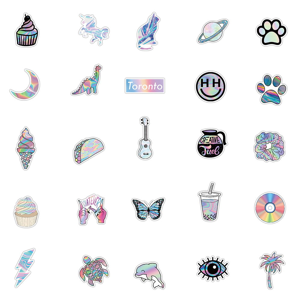 50PCS Mixed VSCO Holographic Laser Cartoon Stickers Luggage - 图2