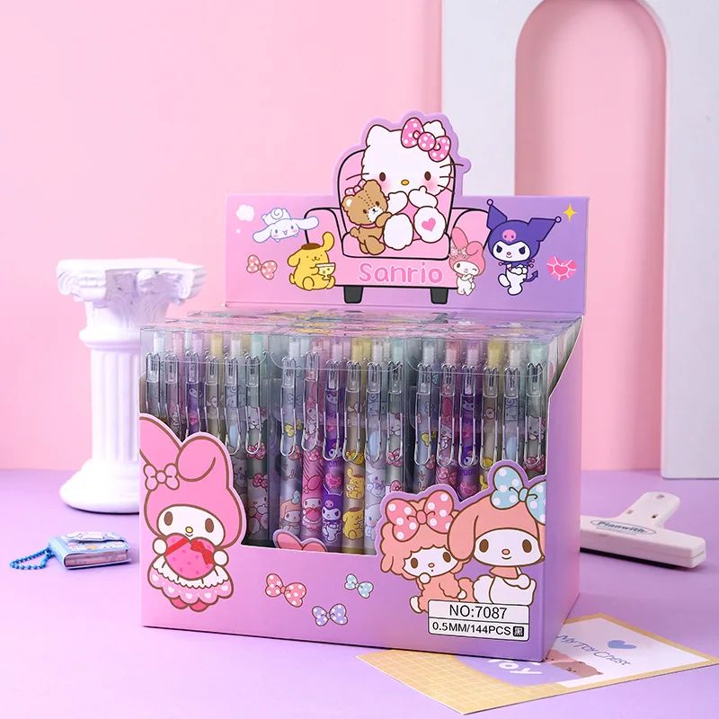 Sanrio 12pcs Cartoon Gel Pen Kawaii Hello Kitty Kuromi Cinna - 图3