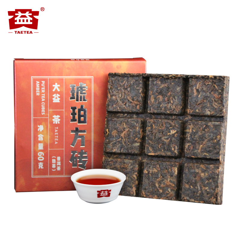 大益普洱茶琥珀方砖熟茶2023年云南勐海茶叶砖茶60g*4片/盒装-图2