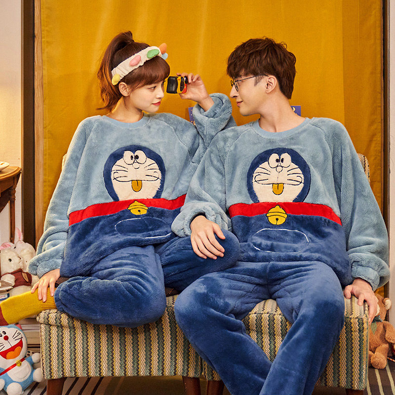 情侣秋冬款珊瑚绒加绒男士睡衣 悠樱服饰睡衣/家居服套装