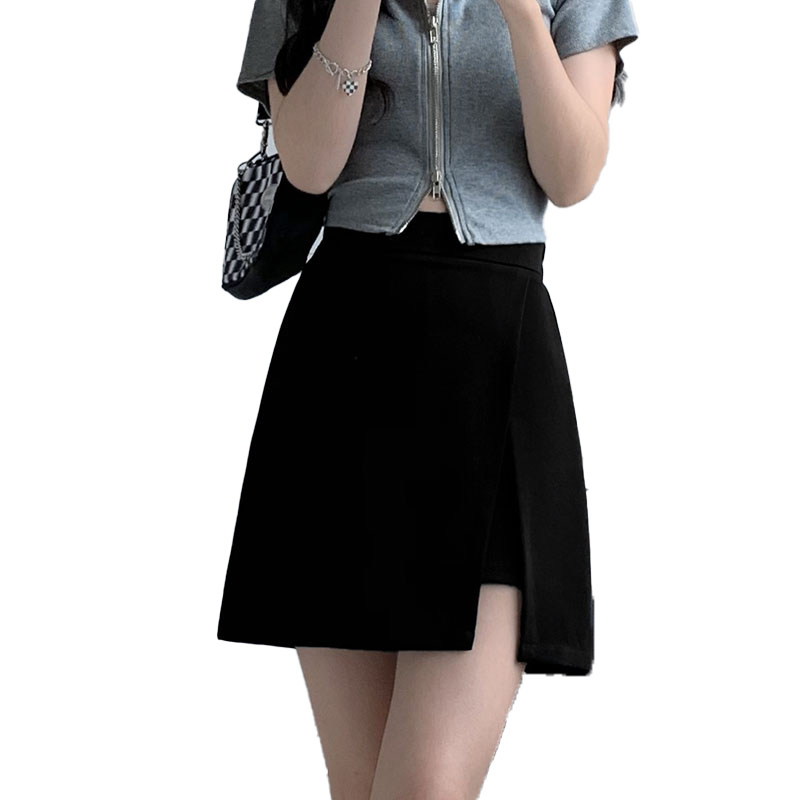 开叉黑色包臀夏季高腰子半身裙裤裙 唐造半身裙