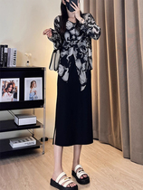 Black Suit Half Body Dress Woman Spring Autumn New High Waist Open Fork A Character Dress Pear Shape Slim Fit Mid-Length Dresses