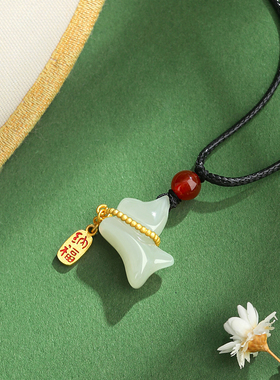 vana纯银和田玉招财立体猫挂坠