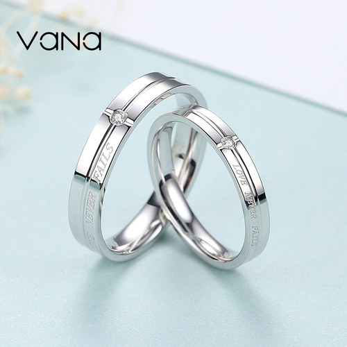 vana纯银情侣款黑色戒指男一对对戒轻奢小众设计生日礼物送女友 - 图2
