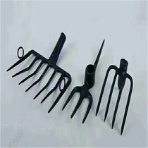 Integrated dual purpose rake pick railway tool Four-teeth harrowing slag fork track construction with a track rake passage slag fork three-teeth fork pick