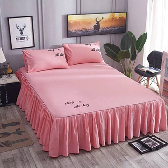 Full cotton bed skirt bed cover single piece pure cotton skirt bed sheets bed cover Simmons anti-slip protective cover 1.8/2.0m