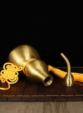 铜葫芦客厅摆件空心开口玄关装饰