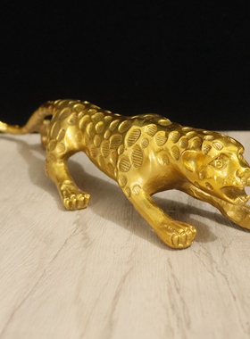 黄铜豹子摆件金钱豹工艺品