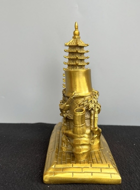黄铜文昌塔笔筒摆件中式工艺品