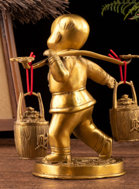 全铜童子摆件客厅装饰品中式