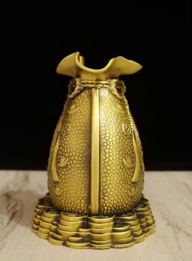 全铜存钱罐福袋摆件工艺品中式