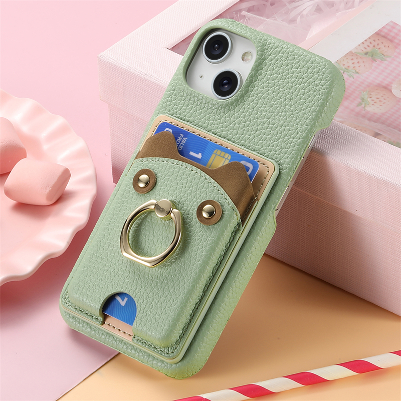 卡通可爱卡包适用于苹果16promax手机壳iPhone15plus支架14皮壳12指环11新款XR多卡位se3/7防跌落8保护套插卡 - 图3