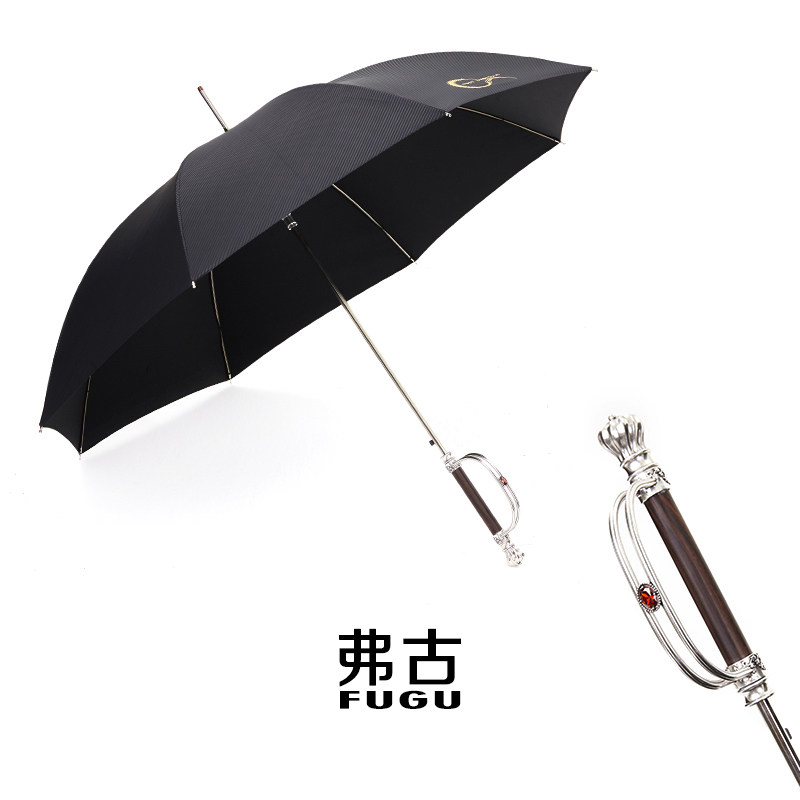 弗古雨伞长柄直杆伞自动木柄伞绅士复古手工伞直柄高端定制剑伞男_虎窝淘