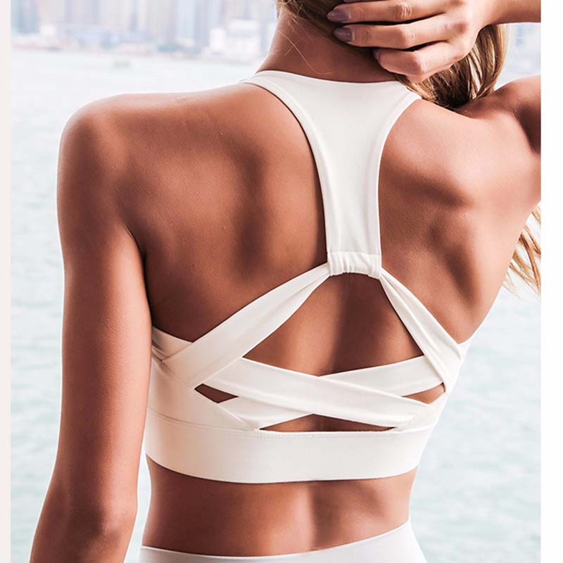 Women White Strap Push Up Sports Bra for Women Gym Running y - 图1