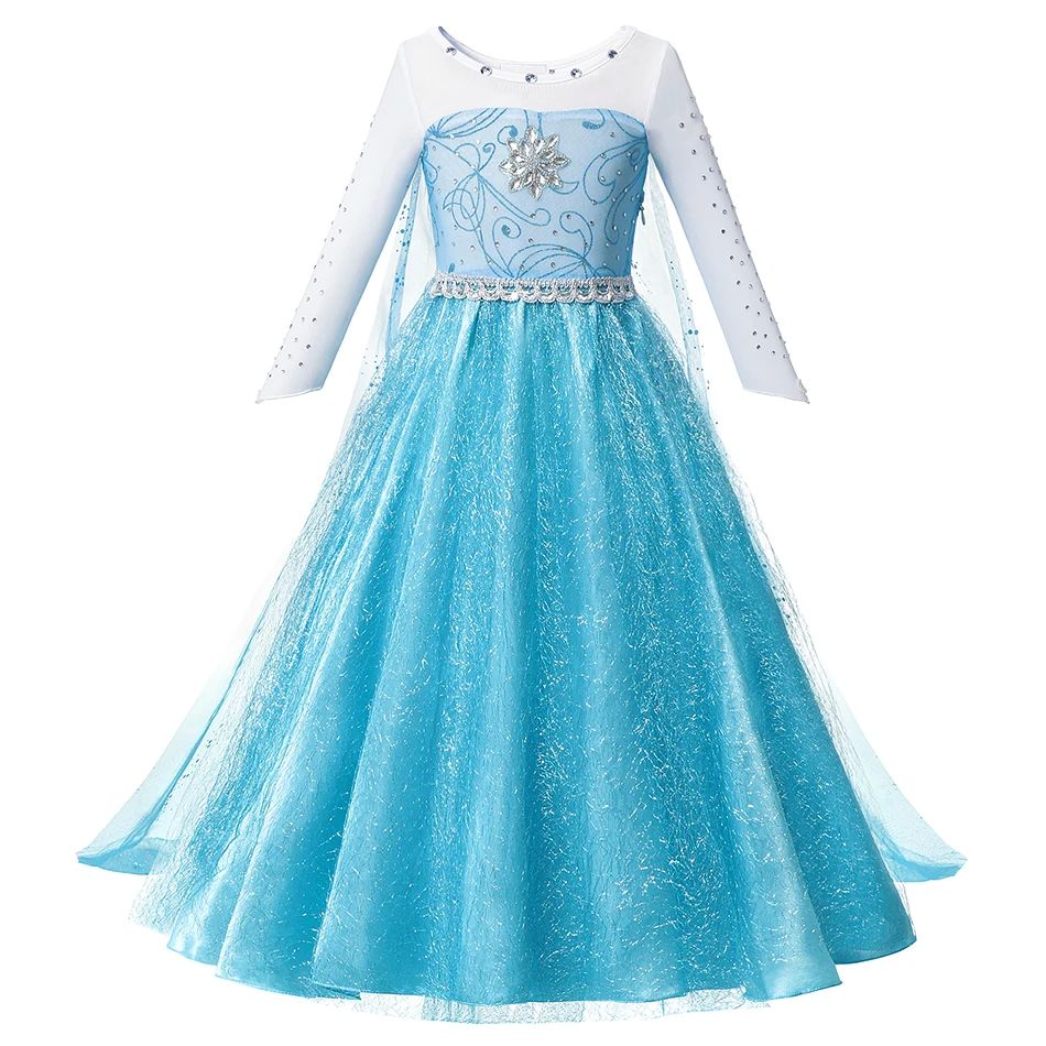 Disney Fancy Queen Frozen Elsa Anna Costume Girls Princess D - 图0