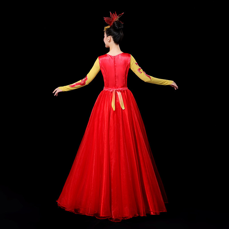 成人开场舞大摆裙舞台服装女长裙 媚丽舞后民族服装/舞台装