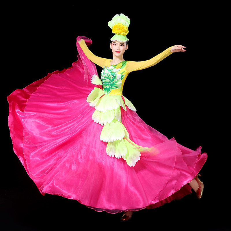 新款开场舞大摆裙舞蹈服装演出服 媚丽舞后民族服装/舞台装