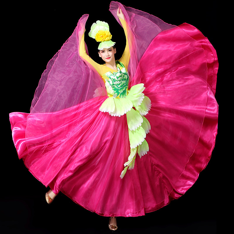 新款开场舞大摆裙舞蹈服装演出服 媚丽舞后民族服装/舞台装