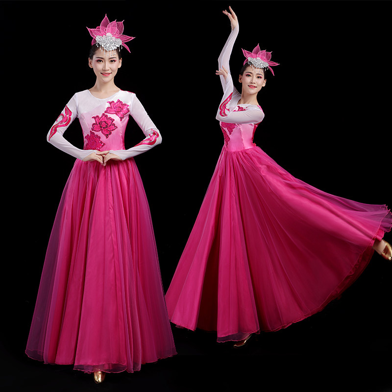 成人开场舞大摆裙舞台服装女长裙 媚丽舞后民族服装/舞台装