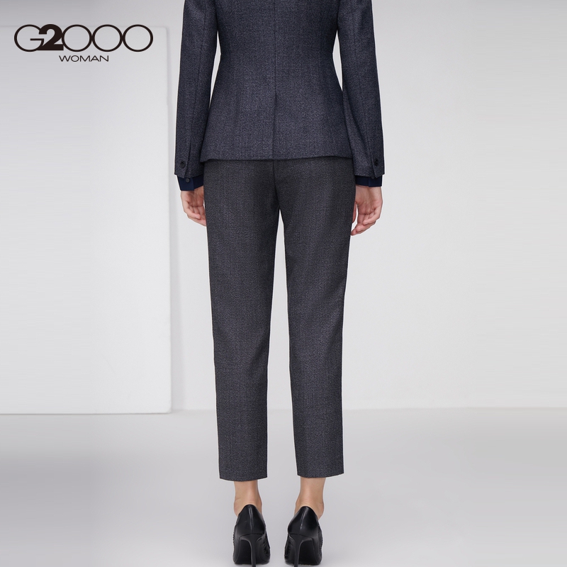 G2000女装新款西装深灰色长裤直筒休闲窄脚高腰西裤工装裤