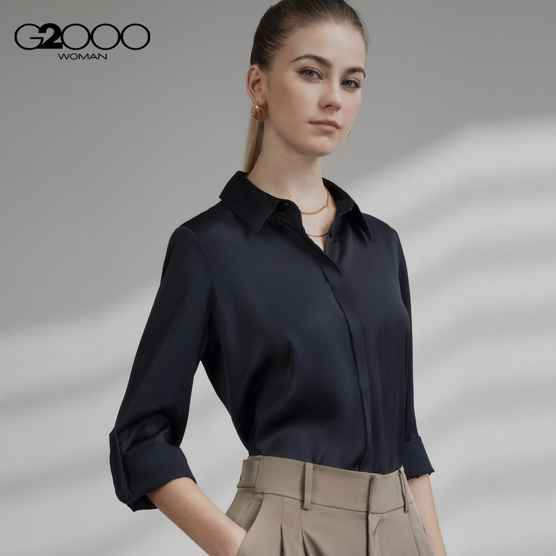 【色丁布/肌理感/商场同款】G2000女装春夏淑女时尚百搭休闲衬衫. - 图3