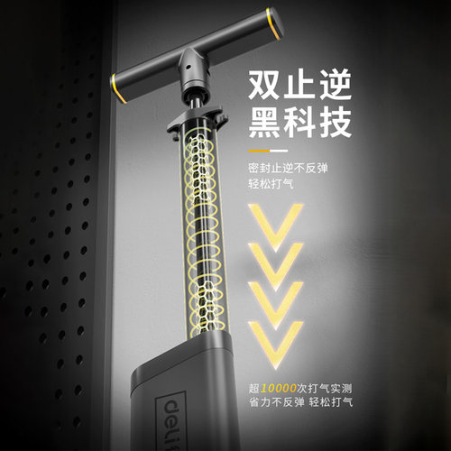 得力打气筒自行车家用通用新型高压气泵电瓶电动车专用汽车充气筒 - 图3