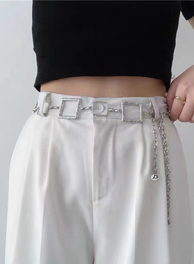 新薇方块链条腰带流苏链条配饰个性冷淡风潮搭配饰气质百搭腰饰